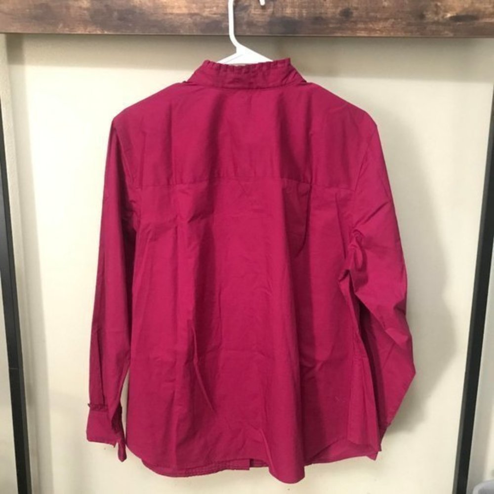 Talbots Pink Ruffle Tuxedo Style Button Up - image 2